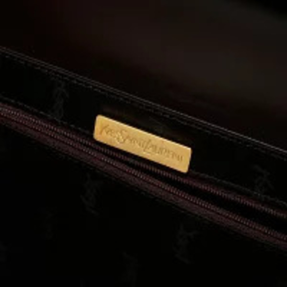 Yves Saint Laurent Logo Leather Handbag Brown - Picture 11 of 13